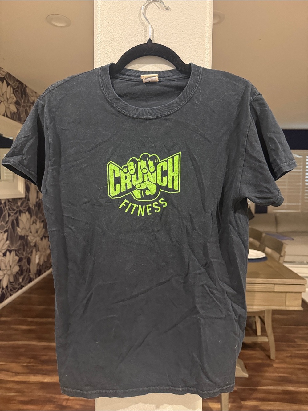 Gildan Black Short Sleeve Tee with Neon Green Crunch Fitness Logo